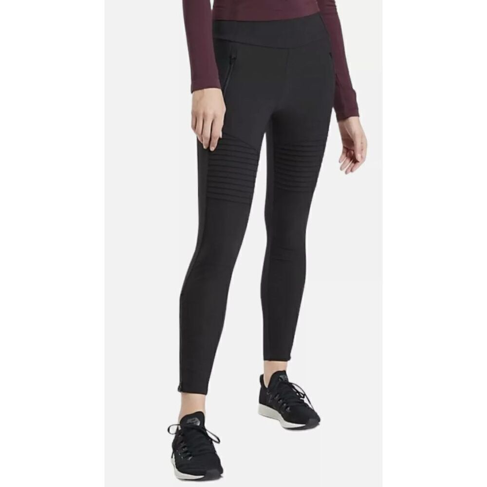 ATHLETA Headlands Hybrid Moto Tight in Black Size 4 Ribbed Zippers High Waist